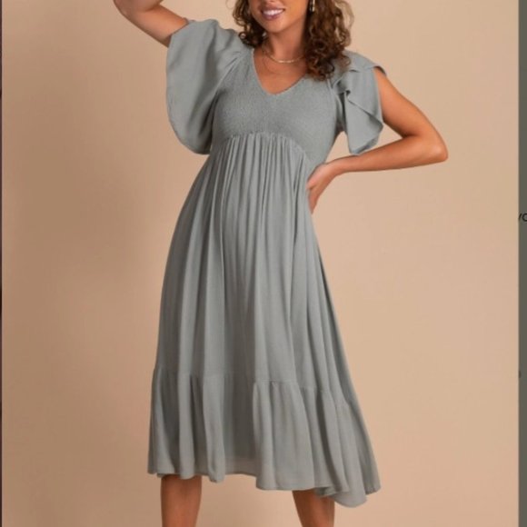 In Loom Dresses & Skirts - In Loom Smocked Midi Dress 2XL in Sage